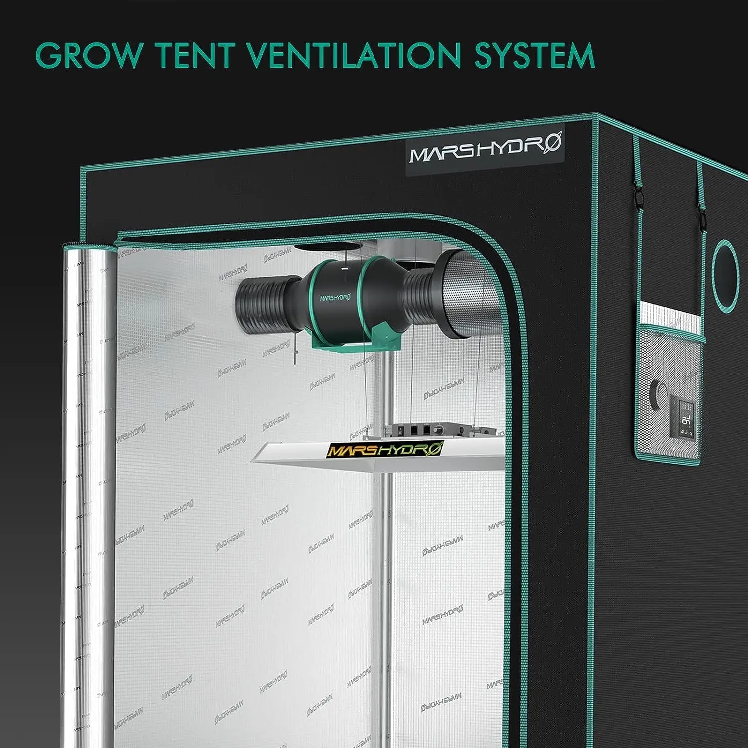 4 Inch Inline Fan and Filter, with Temperature and Humidity Controller, and 25 Feet Ducting, Exhaust Fan for Grow Tents