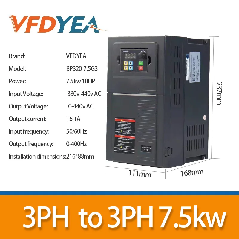 

VFD Inverter 7.5KW Inverter 380V Output Converter Variable Frequency Drive