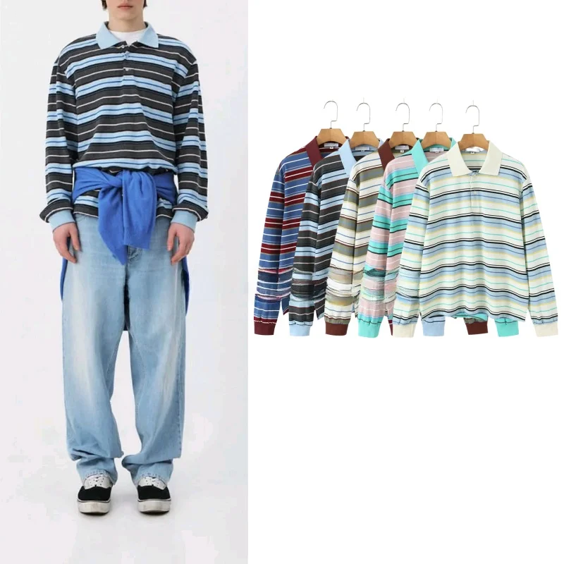 

Новая осенняя женская свободная повседневная футболка в полоску American College Sle Long Sve Ne, креативный топ из полиэфирного волокна