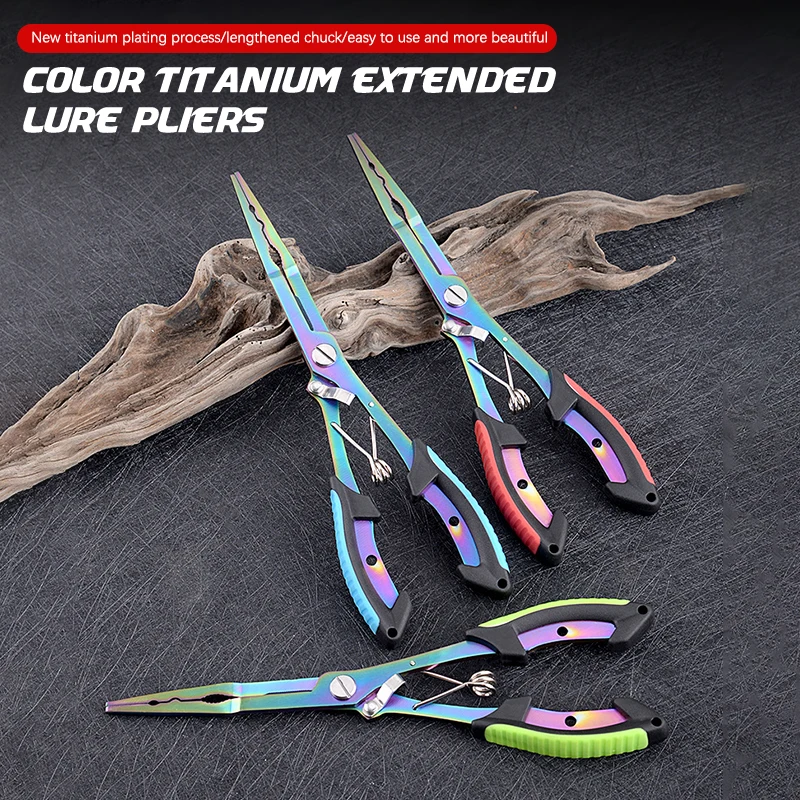 Multifunctional Straight Nose Fishing Pliers Stainless Steel Color Titanium Open Ring Long Pliers For Fish Control Hook