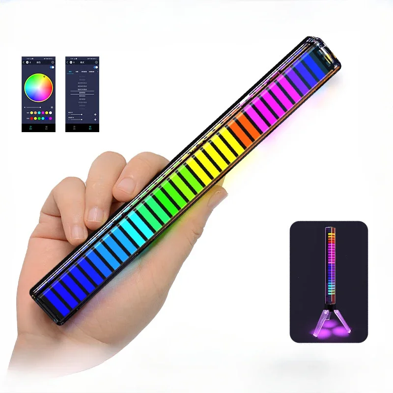 Upgraded RGB Pickup Light Music Rhythm Light Type-C Rechargeable Model Decoration Desktop Night Light Bar For Party Room PC