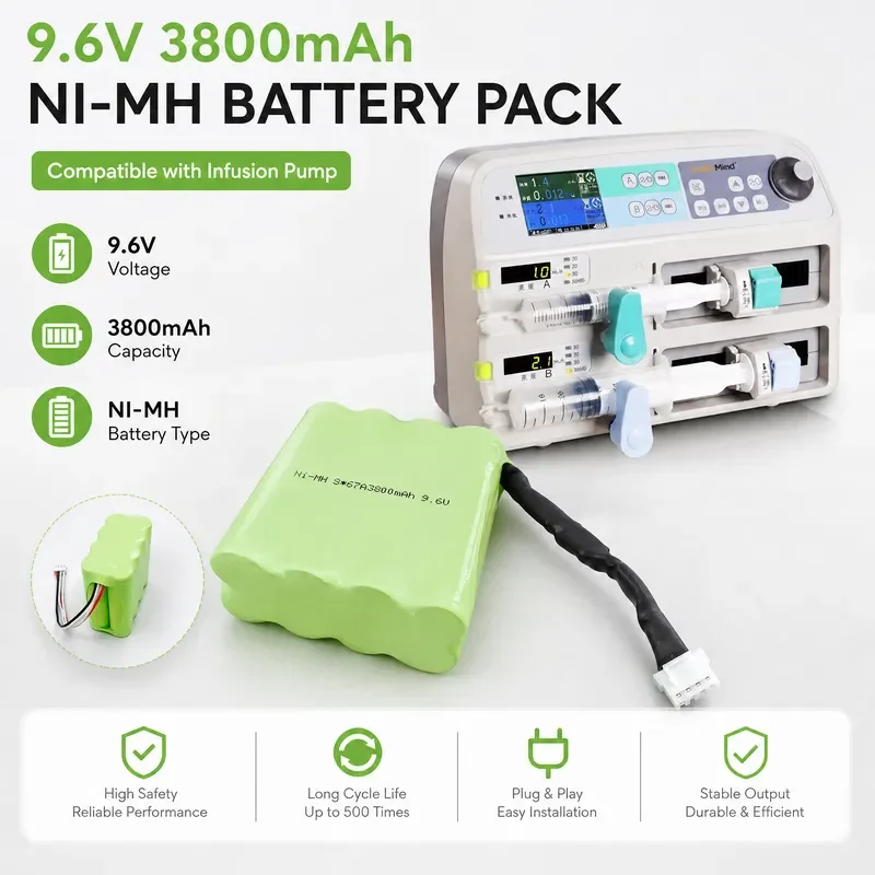 for Keli Jianyuan KL-702 Dual Channel Infusion Pump Battery NI-MH 3800mAh 9.6V Rechargeable Battery
