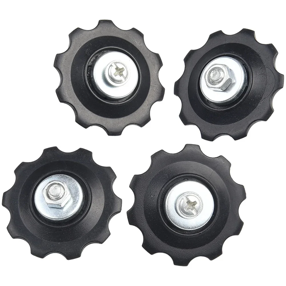 Achieve Smooth Gear Shifting with 10T MTB Bike Bearing Rear Derailleur Pulley Roller Black Guide Pulleys (4pcs)