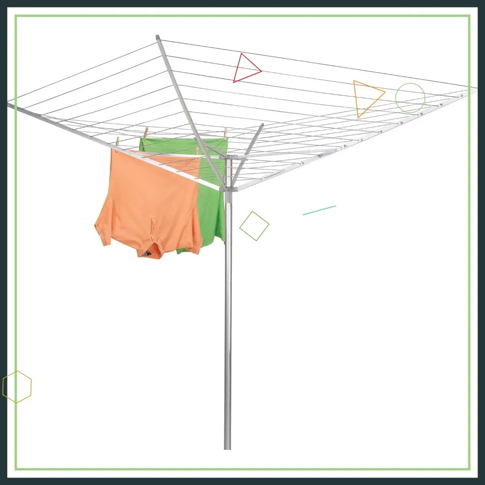 

Поворотная сушилка для уличных зонтов с 12 линиями, алюминиевыми ручками и стальной стойкой для белья 165 футов.