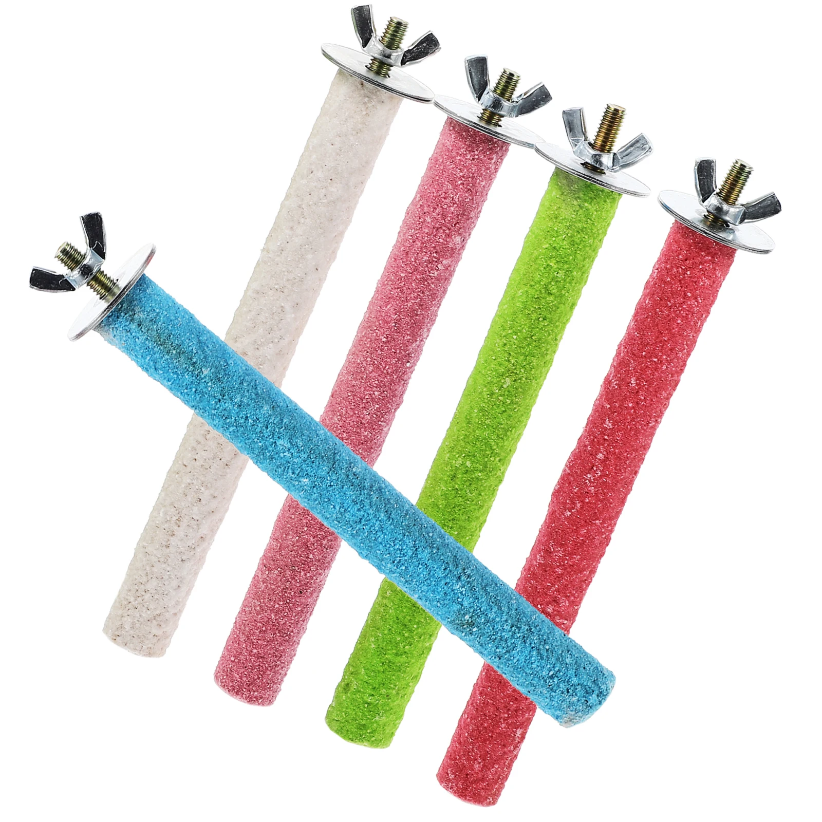

5 Pcs Matte Parrot Perch Bird Perch Toys Colorful Wooden Sticks Parrot Cage Accessories Training Supplies Pet Bird