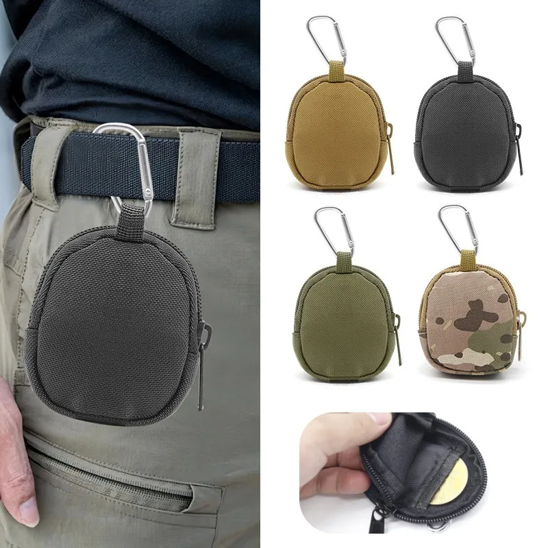 Oxford cloth wear-resistant tactical waist key bag, outdoor triangular buckle round parts storage and protection bag