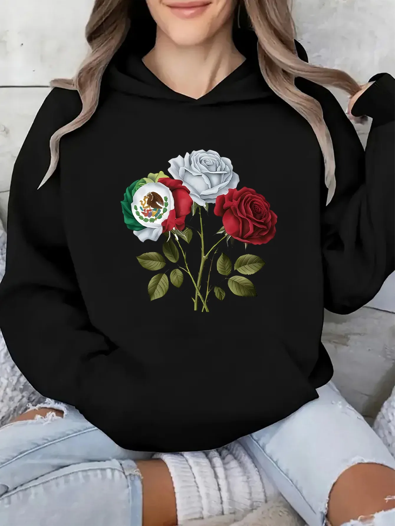 

Flower Graphic Printing Autumn and Winter Pure Cotton Men's and Women's Hoodies Casual Outdoor Street Sports Training Brand