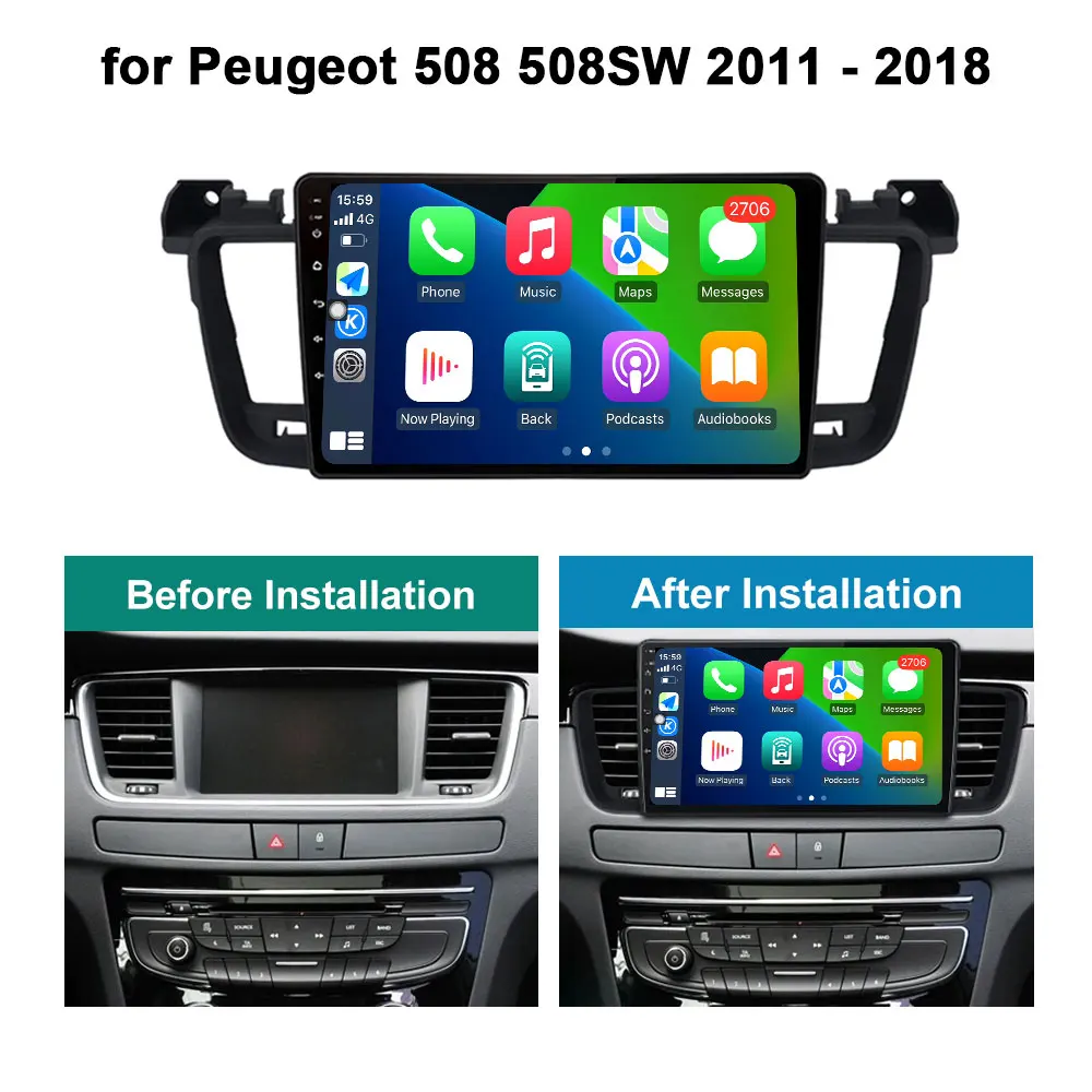 9 '' for Peugeot 508 508SW 2011 - 2018 Car Radio Multimedia Player GPS Navigation Android OS Head Unit WiFi DSP Stereo Autoradio