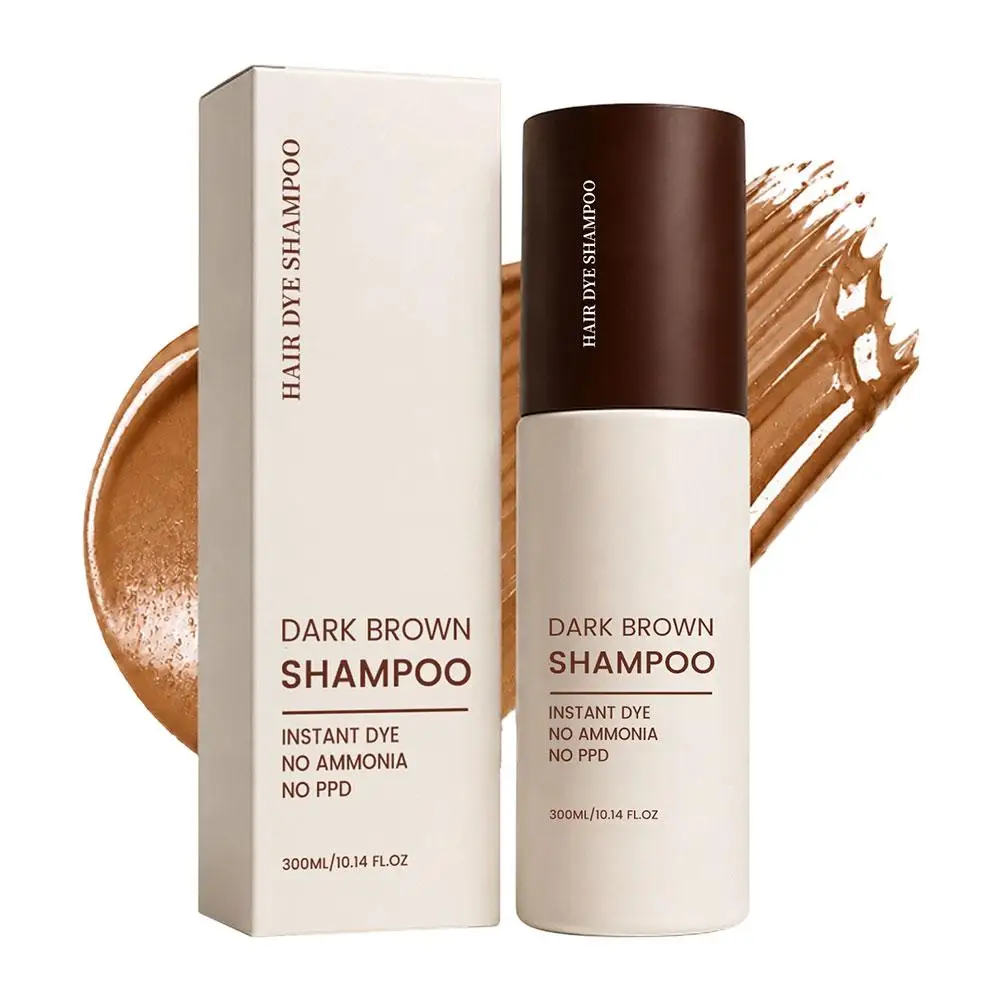 Hair Dye Shampoo Gray Coverage Black Dark Brown Light Brown Hair Color Shampoo Gentle Scalp Care Nourishing Long Lasting Color