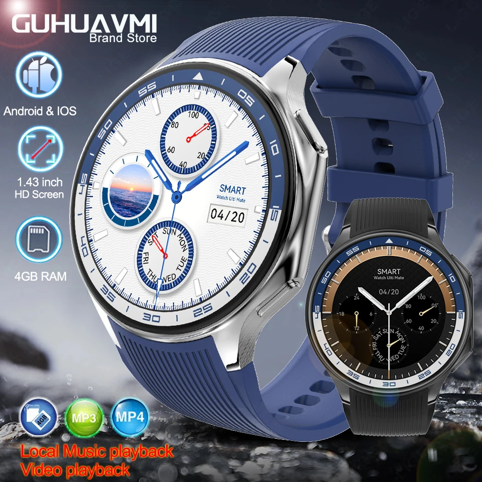 Smart Watch 1.43“ HD Always Display The Time Bluetooth Call Sport Smart Watch 4GB Local Music video Smartwatch For iOS Android