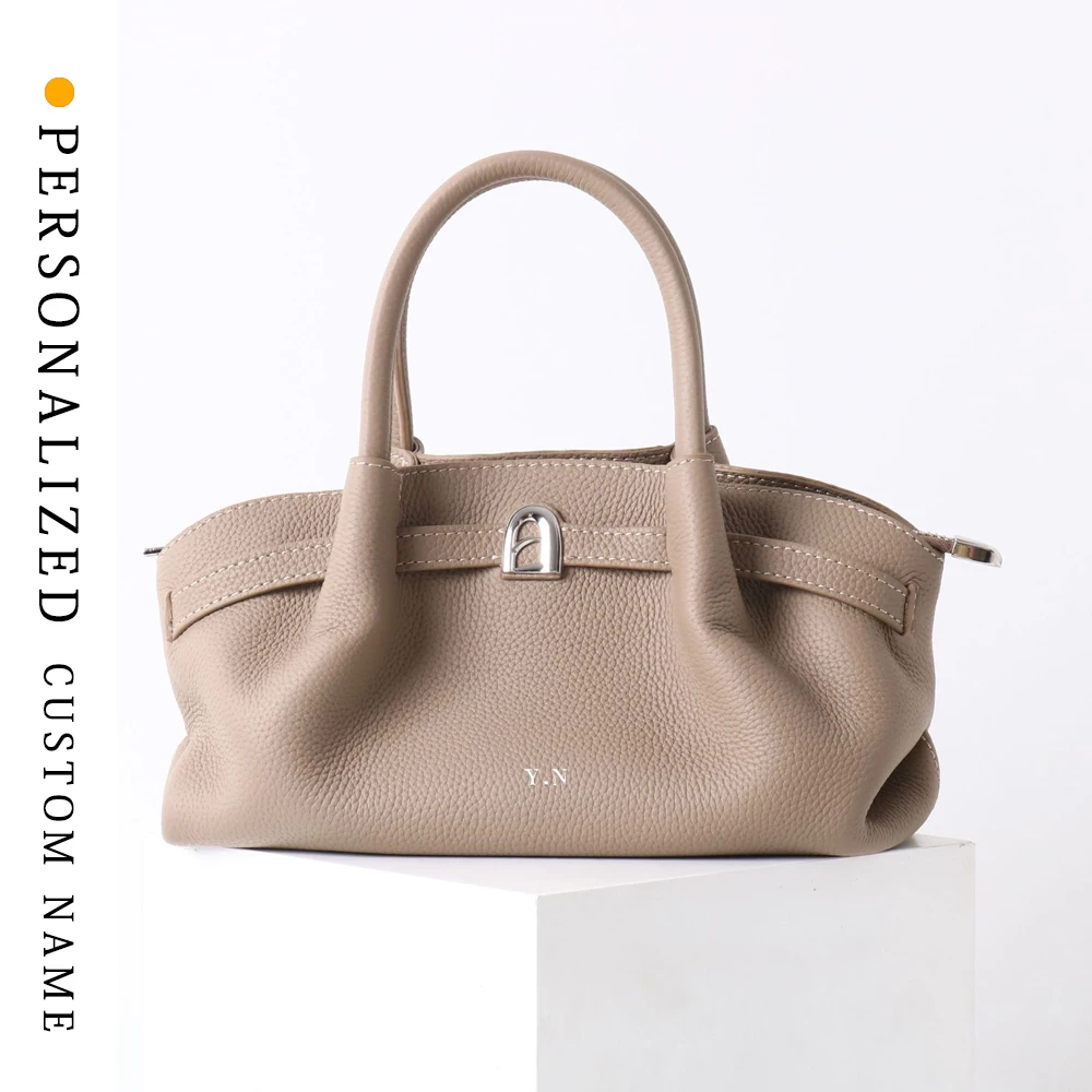 

New top layer cowhide handbag vegetable basket bag high quality simple crossbody women's bag casual commuting versatile
