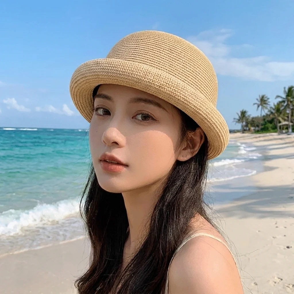 chapeu-bucket-de-cor-solida-para-mulheres-e-meninas-multifuncional-com-aba-rolada-respiravel-protecao-solar-de-verao-estilo-fedora