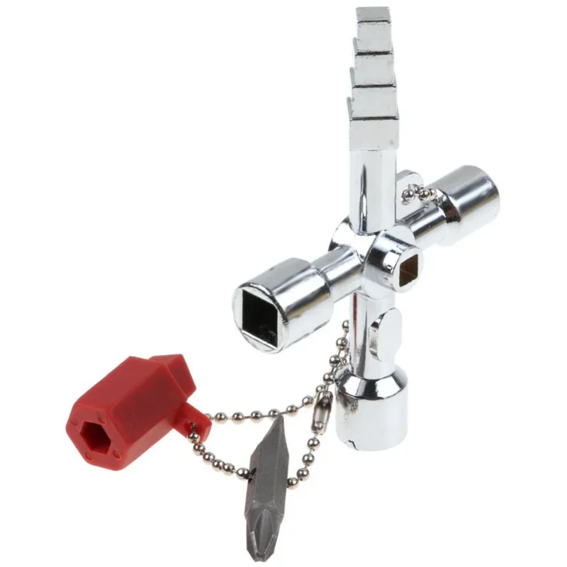 Universal Cross Square Triangle Key Wrench Zinc Alloy Durable Compact Tool For Electrical Cabinet Elevator Lift Switch