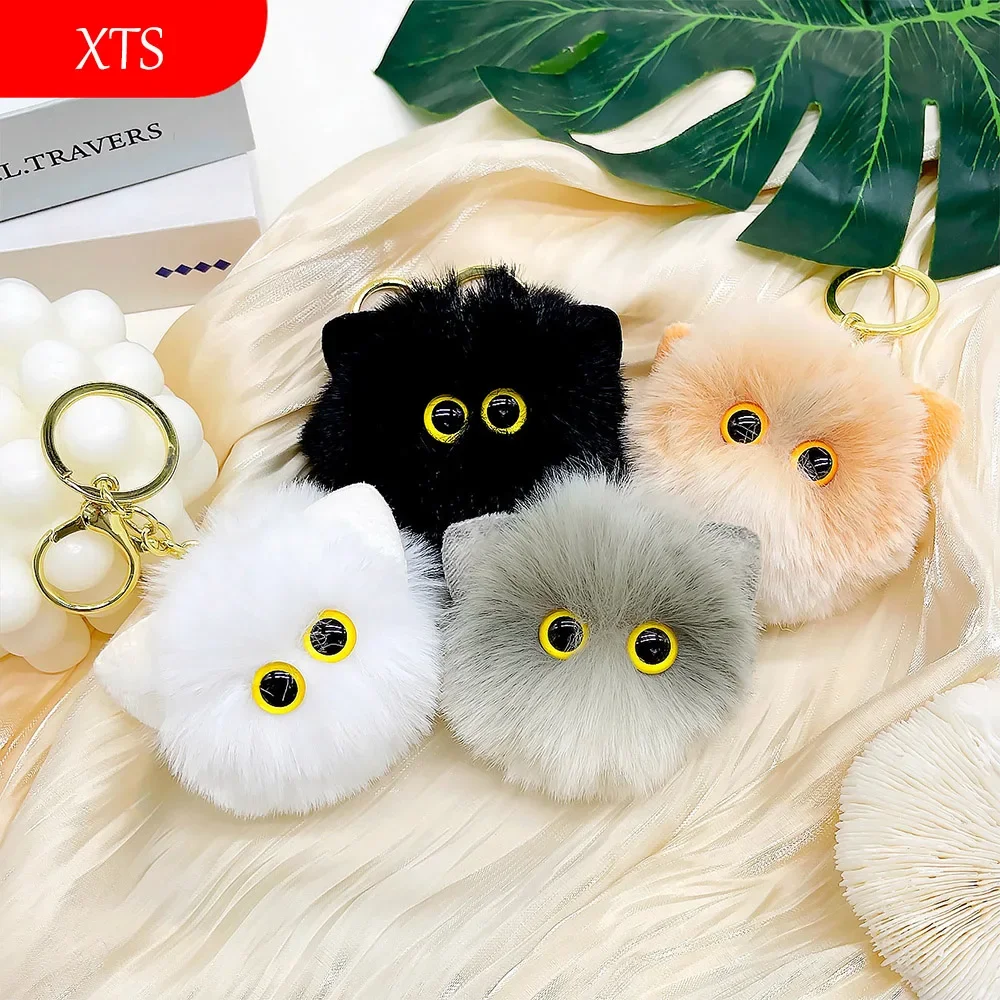 Fancy&Fantasy Fur Pom Pom Key Chain Fluffy Bunny Keychain Chaveiro Faux Cat Hair Bulb Bag Car Ornament Fur Ball Key Ring