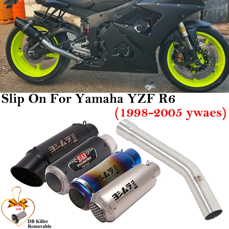 

Slip On For YAMAHA YZF-R6 YZF R6 1998 - 2005 Yoshimura Motorcycle Exhaust Modify Middle Link Pipe Escape Muffler With DB Killer