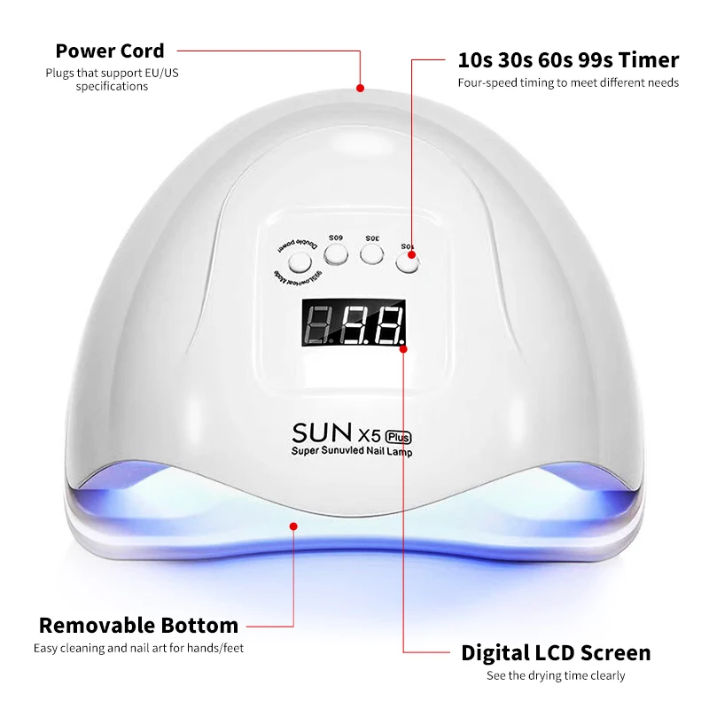 Sun X5 Plus Nail Lamp for Nail Manicure UV LED Gel Polish Drying Lamps with 4 Timer Auto Sensor Equipment for Salon