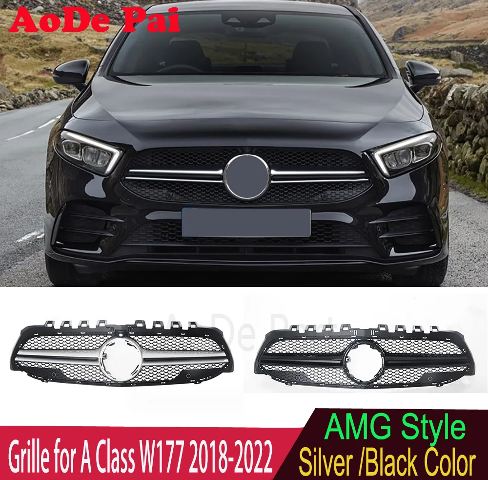 

AMG Style Front Bumper Mesh Hood Grille Grill for Mercedes A Class W177 V177 2018-2022 A180 A200