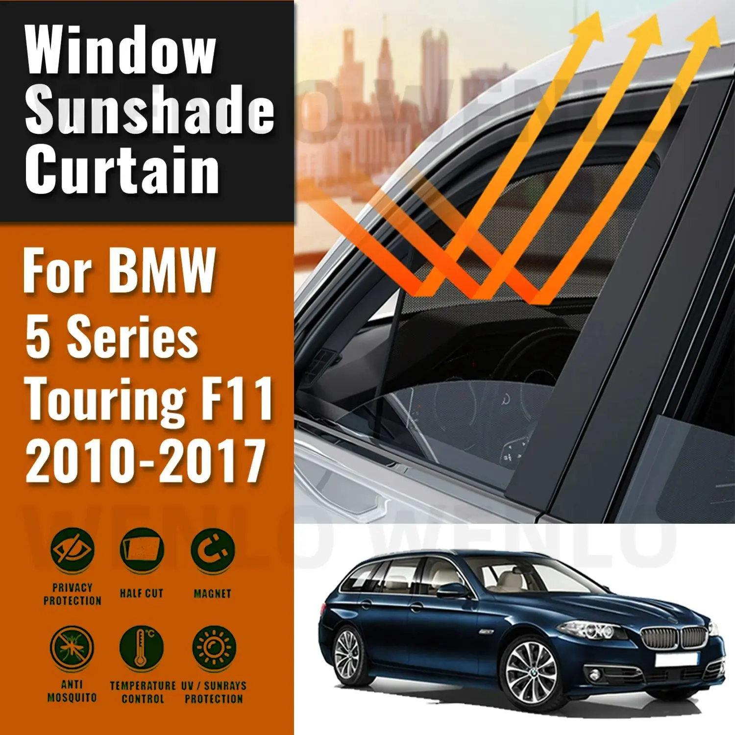 

For BMW 5 series Touring F11 2012-2016 Front Windshield Frame Curtain Car Sunshade Shield Rear Side Window Sun Shade Visor