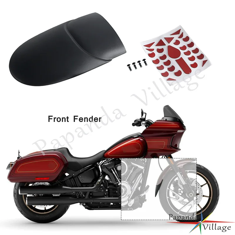 

Sleek Stylish Front Fender Extender Black Plastic Adhesive Installation Shield For Harley Softail Low Rider ST FXLRST El Diablo
