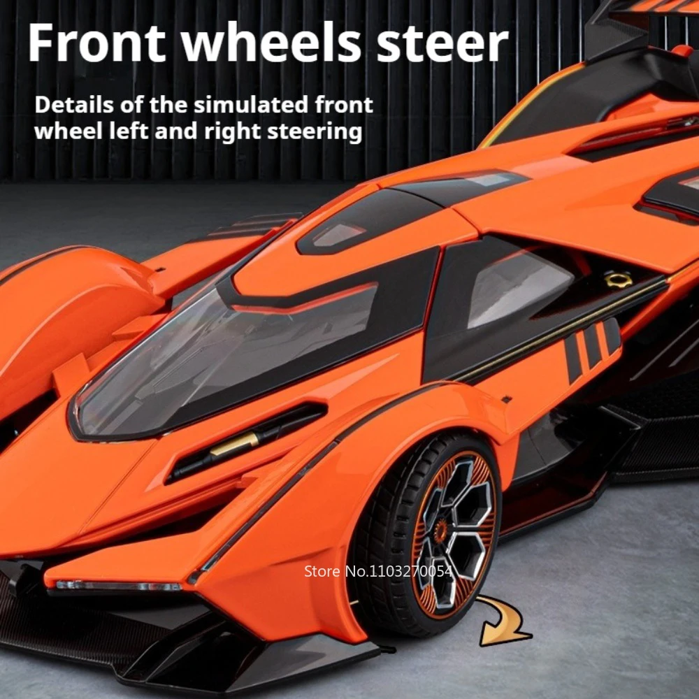 Scala 1:18 Lambor V12 LP770 pressofuso in lega modello di auto sportiva giocattoli suono luce tirare indietro porte aperte veicolo regalo di Natale per ragazzo