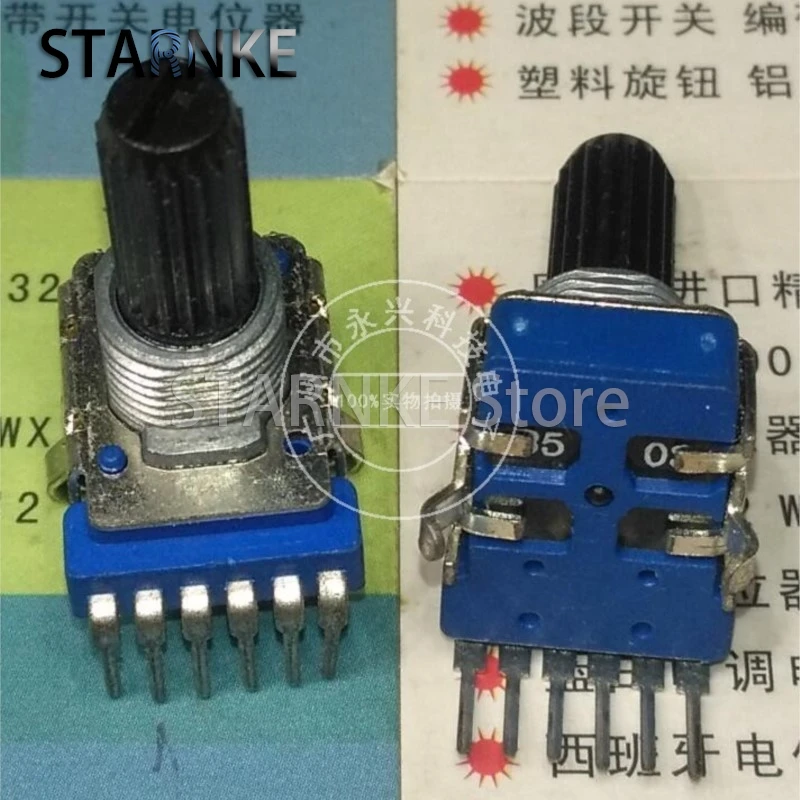 2PCS RK12 Type Double Vertical B50K Ohm Mixer Volume Audio Potentiometer B503 Single Row 6 Pin Flower Shaft Length 18MM