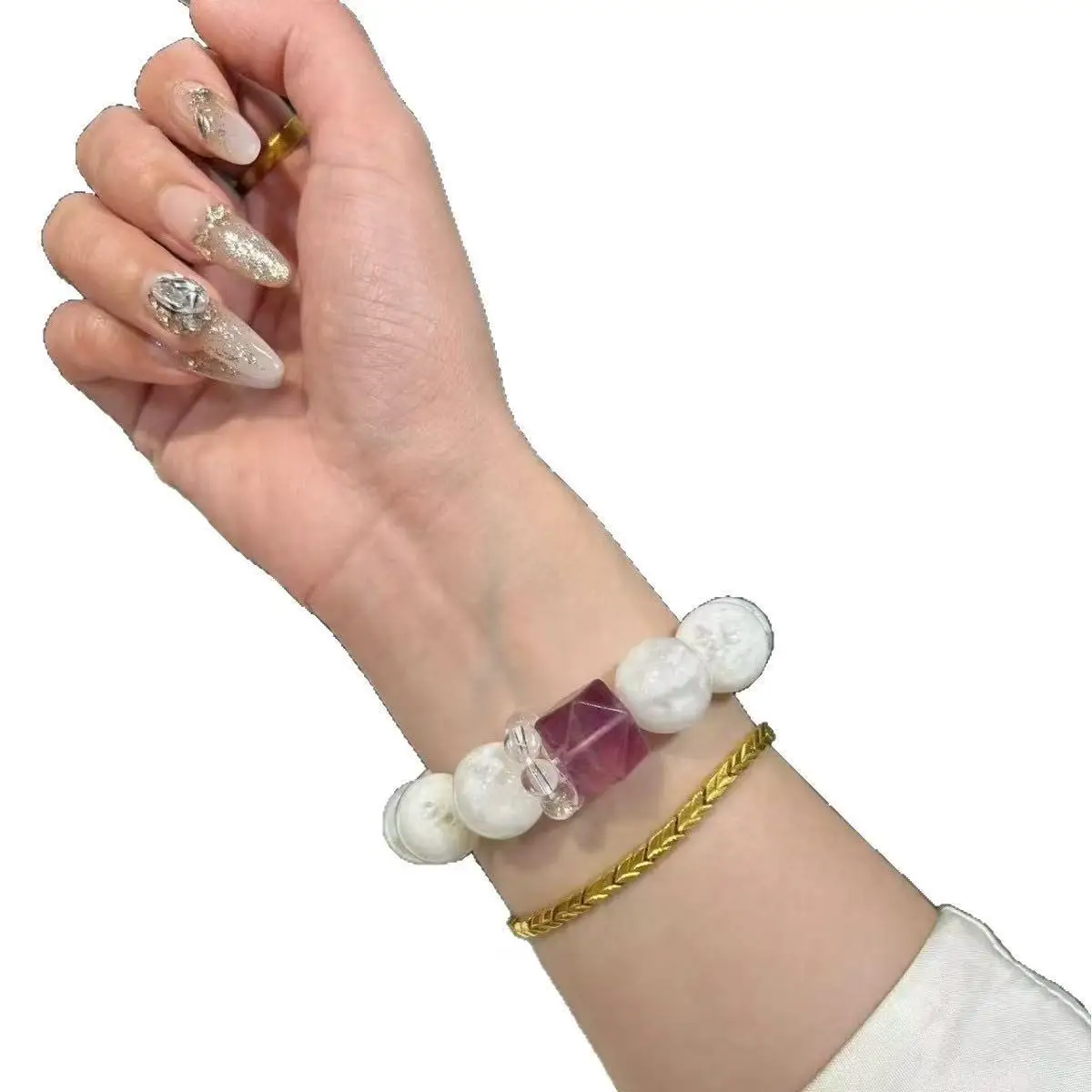 Natural White Crystal Bracelet Large Particle, White Ghost, Amethyst Light Luxury Fashion Women's Bracelet