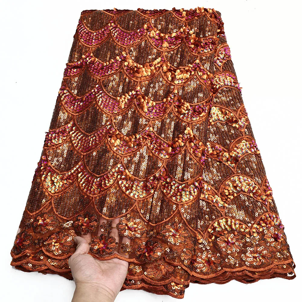 여성 우아한 스팽글 레이스 웨딩 패브릭 아프리카 레이스 5 야드 Tulle 나이지리아 파티 이브닝 ​​드레스 스팽글 레이스 소재