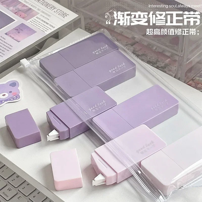 6pcs Gradient Purple Correction Tapes Kawaii Stationery Cute White Out Corrector Tool Correction Band for School Office Supplies