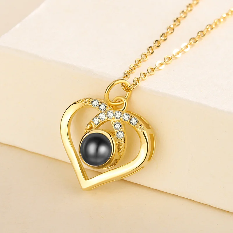 Custom Color Photo Projection Necklace Hear Copper Pendant Titanium Steel Chain 2025 Girlfriend Mom Festival Romantic Gifts
