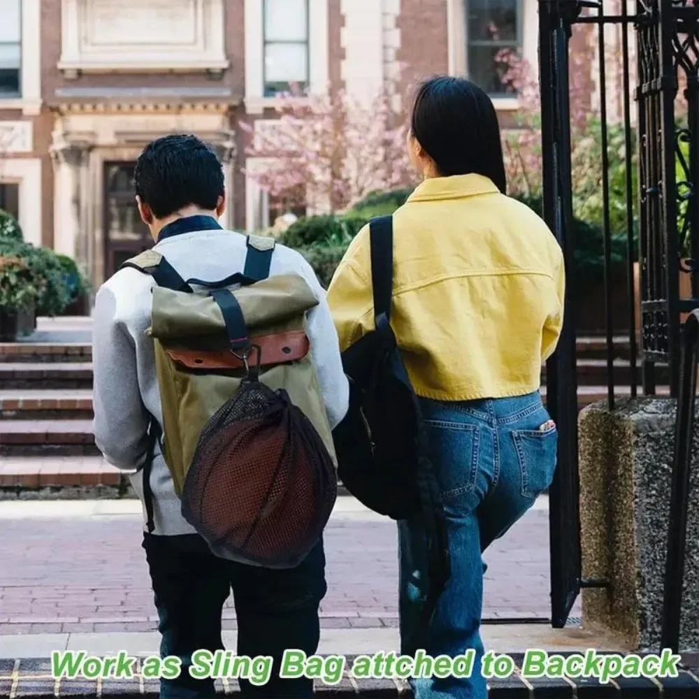 قطعة واحدة من نظام حمل الكرة الرياضية - حقيبة شبكية كروية واحدة مع مشبك للكرة الطائرة/كرة السلة/كرة القدم، منظم صالة الألعاب الرياضية من البوليستر المتين