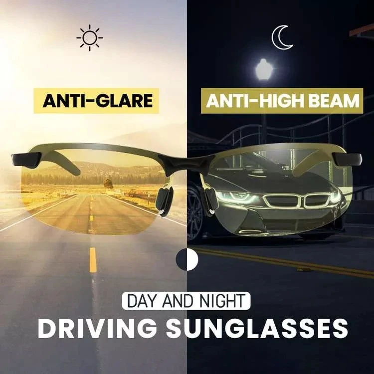 Men Polarized Driving Glasses Anti-Glare Night Vision Glasses Women Half Frame Sunglasses Day and Night Google for Driver UV400