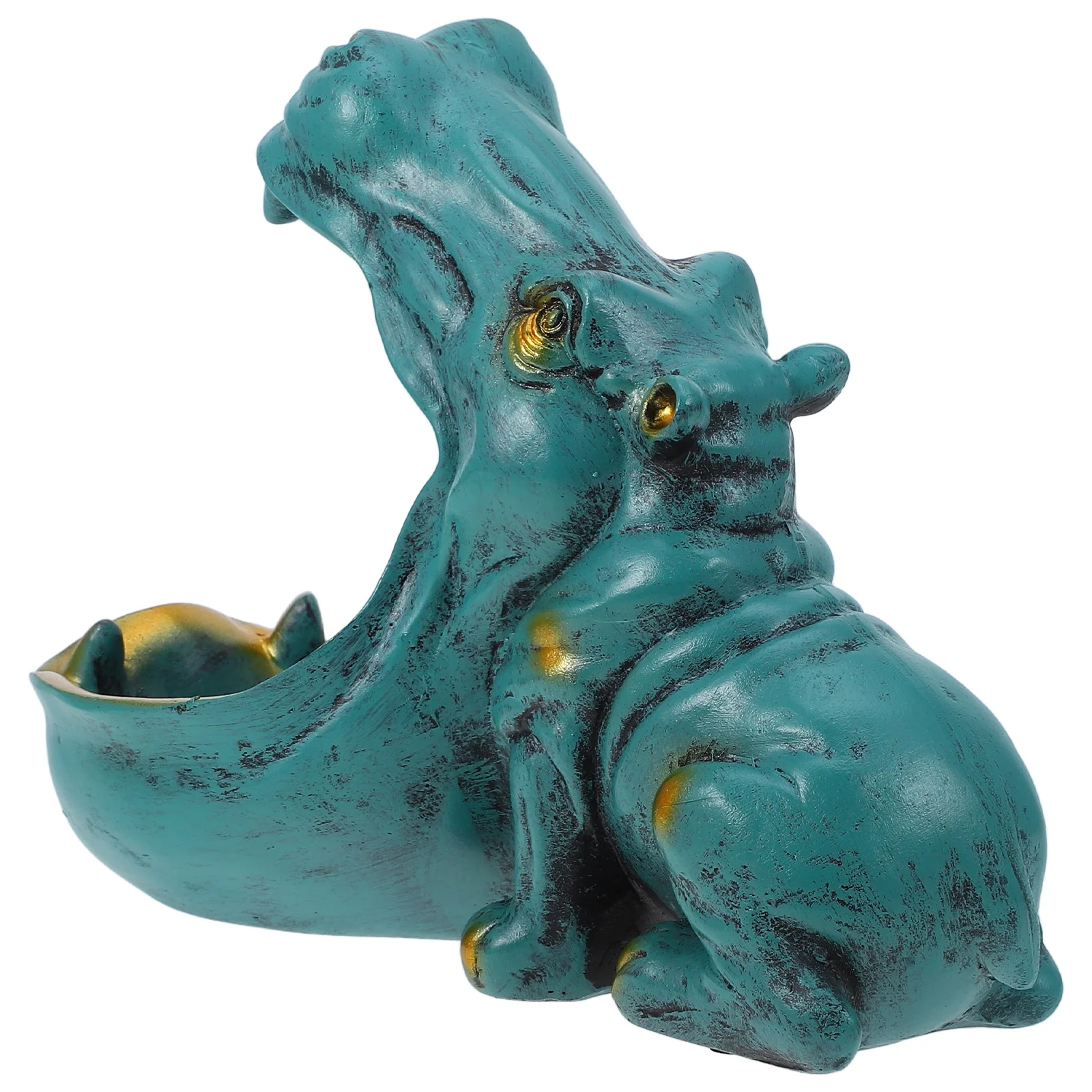 

Hippo Statue Candy Bowl Resin Home Decor Whimsical Key Holder for Living Room Bedroom Office Unique Fun Design