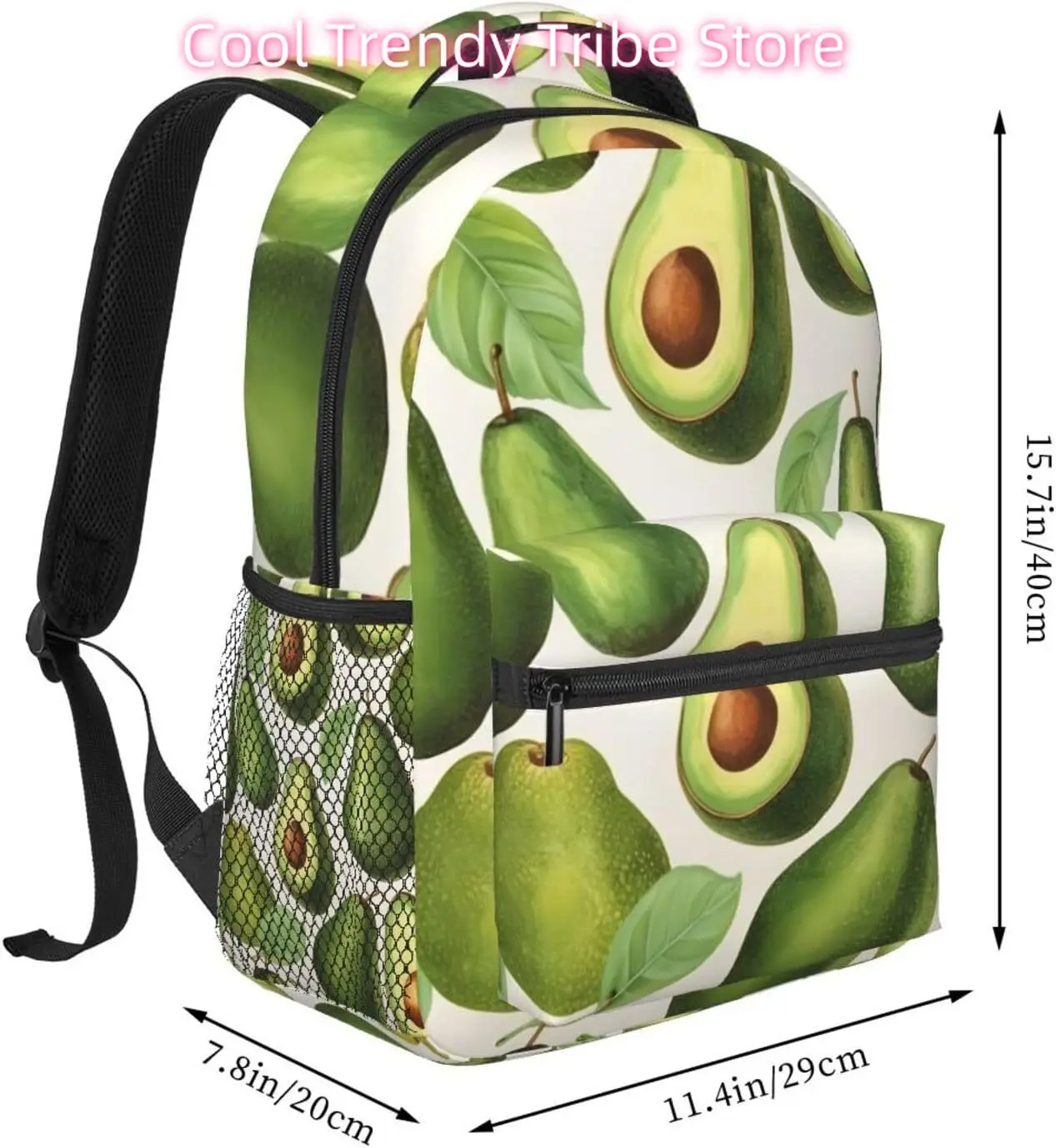 Tas Laptop Kembali Ke Sekolah Ransel Laptop Ringan Alpukat Hijau Lucu Tas Daypack Kasual Perjalanan Serbaguna Ringan Uniseks