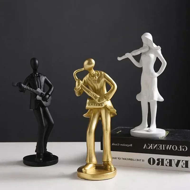 Vilead Musician Statue Guitar Saxophone Violin Figurines Modern Art Decor Living Room House Home Decoration Office Desktop Shelf