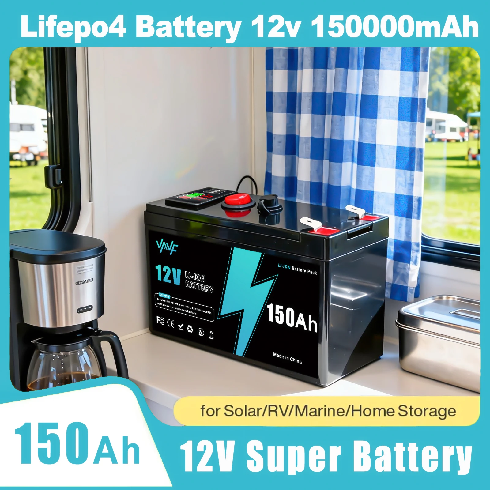 

12V 150Ah Lithium LiFePO4 Deep 4000+ Cycles Battery Rechargeable Battery for Solar/Wind Power,Small UPS,Lighting,Power Wheels