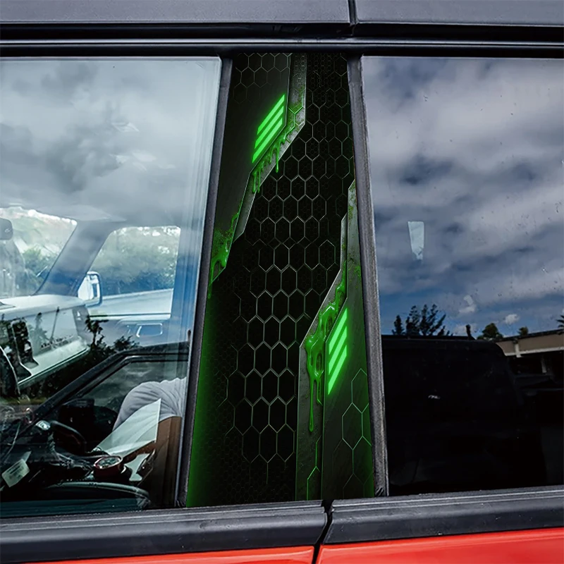 

2 pieces of automotive B-pillar film Mechanical Slime Glossy material protective film