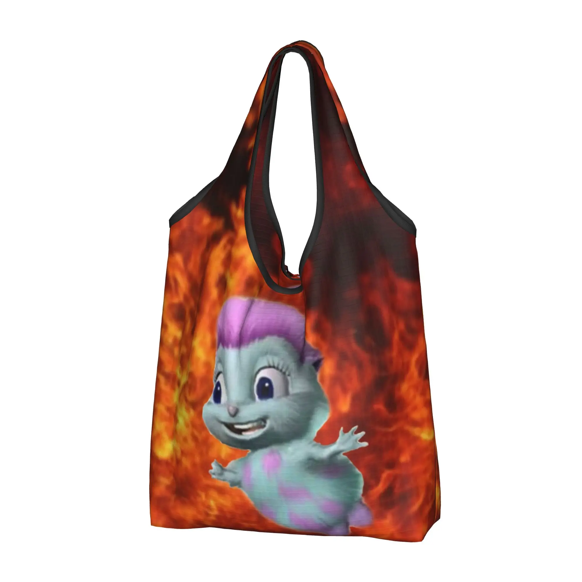 Reusable Bibble In Fire Shopping Bag Women Tote Bag Portable Funny Cartoon Grocery Shopper Bags