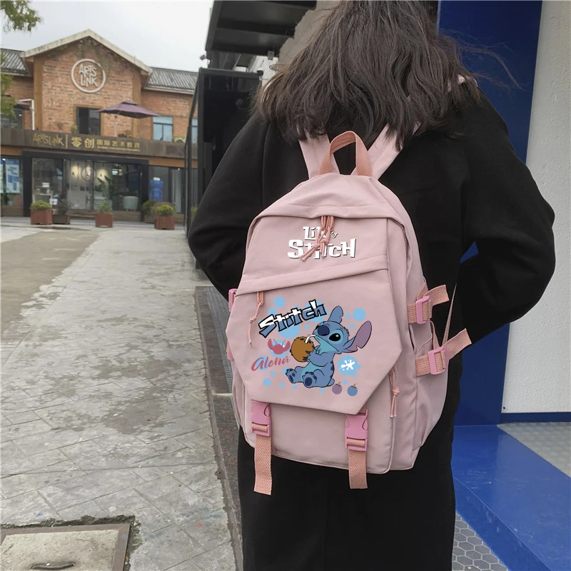 Disney-Mochila de Lilo Stitch para niño y niña, morral de regreso a la escuela, bolsas de libros para estudiantes y adolescentes, Mochila Escolar Kawaii para mujer