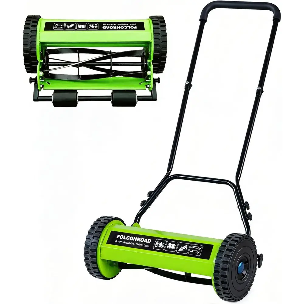 

14-Inch Manual 4-Blade Lawn Mower, 5-Position Height Adjust, Ideal for 1-3 Inch Grass Cutting
