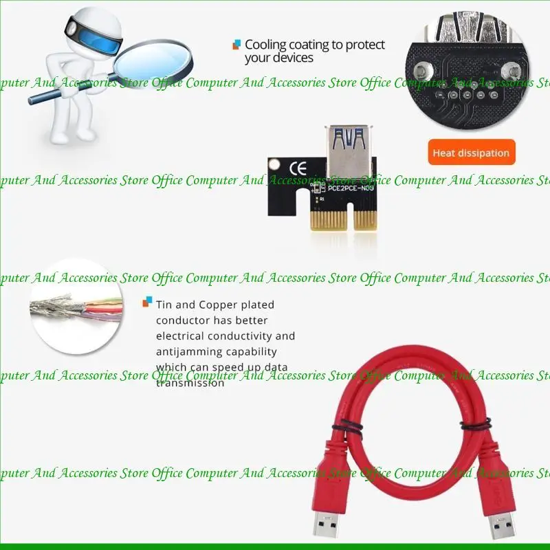 U55C Vollgeschwindigkeit PCI 1x bis 16X Riser Cable Graphics Card Extension Kabel PCI für Express Riser Abtender für GPU Minin