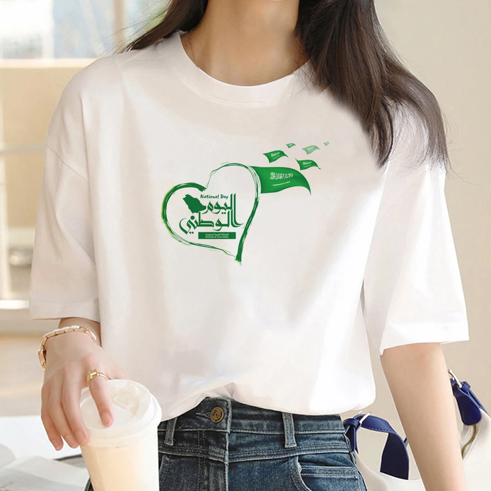 Saudi National Day t-shirts women manga Tee girl designer clothes