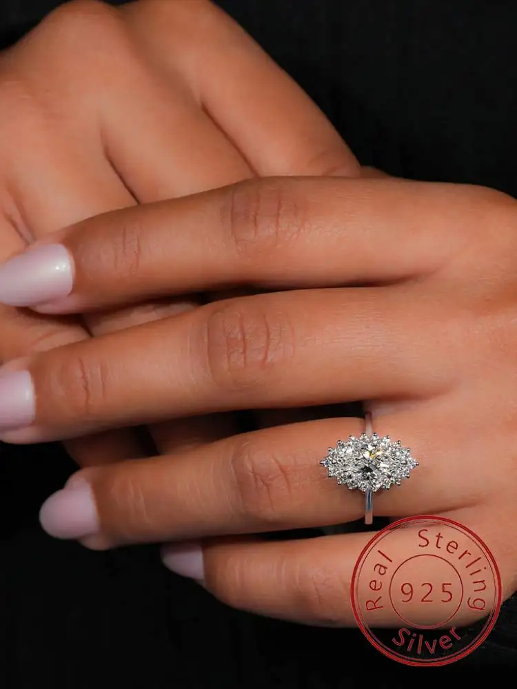 925 Sterling Silver Simplicity Surround Marquise Zircon Ring For Women Anniversary Wedding Luxury High Quality Fine Jewelry