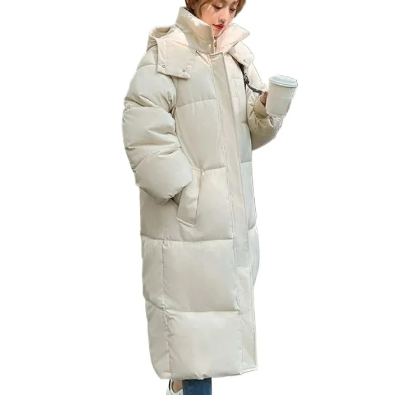 

2024 New Women Down Cotton Coat Winter Jacket Female Mid Length Version Parkas Loose Thick Warm Outwear Hooded Fashion Overcoat