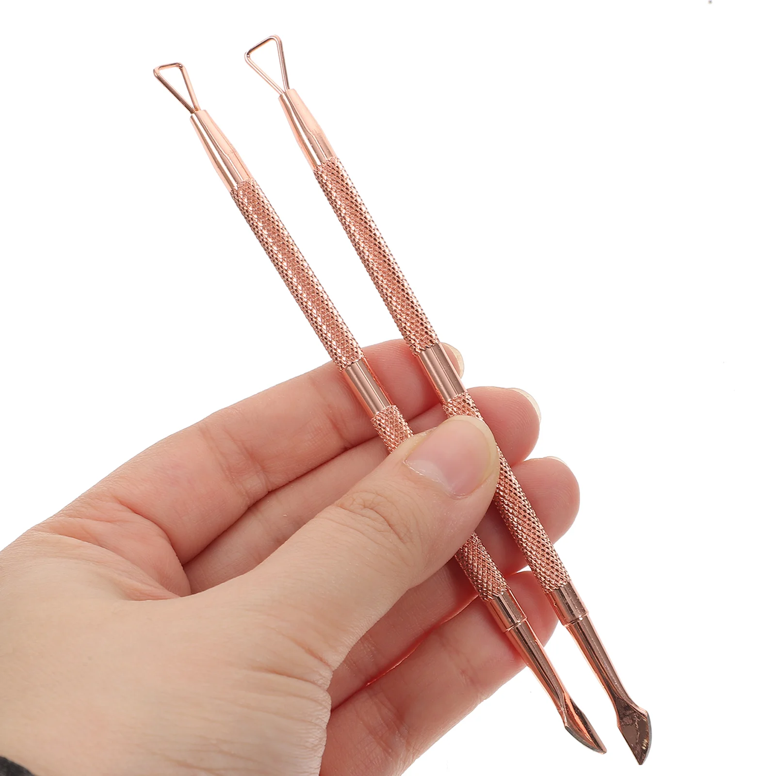 

2 Pcs Nail Pusher Tool Stainless Steel Rose Gold Cuticle Trimmer Manicure Pedicure Beauty Health Nail Art Tools Metal Scraper