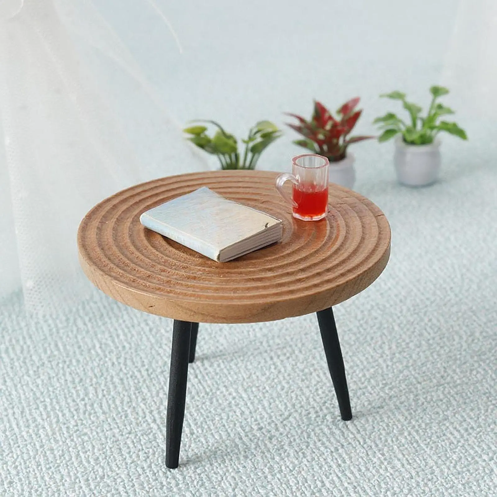 Dollhouse End :12 Scale Toy Furniture Model Crafted Round Mini Desk for