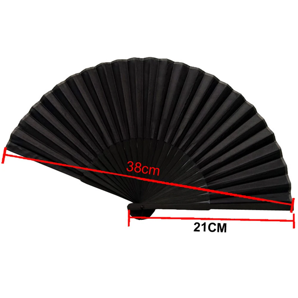 1PCS Large Black Folding Silk Hand Fan Hand Folding Fans Chinese Thickened Folding Fan for Men