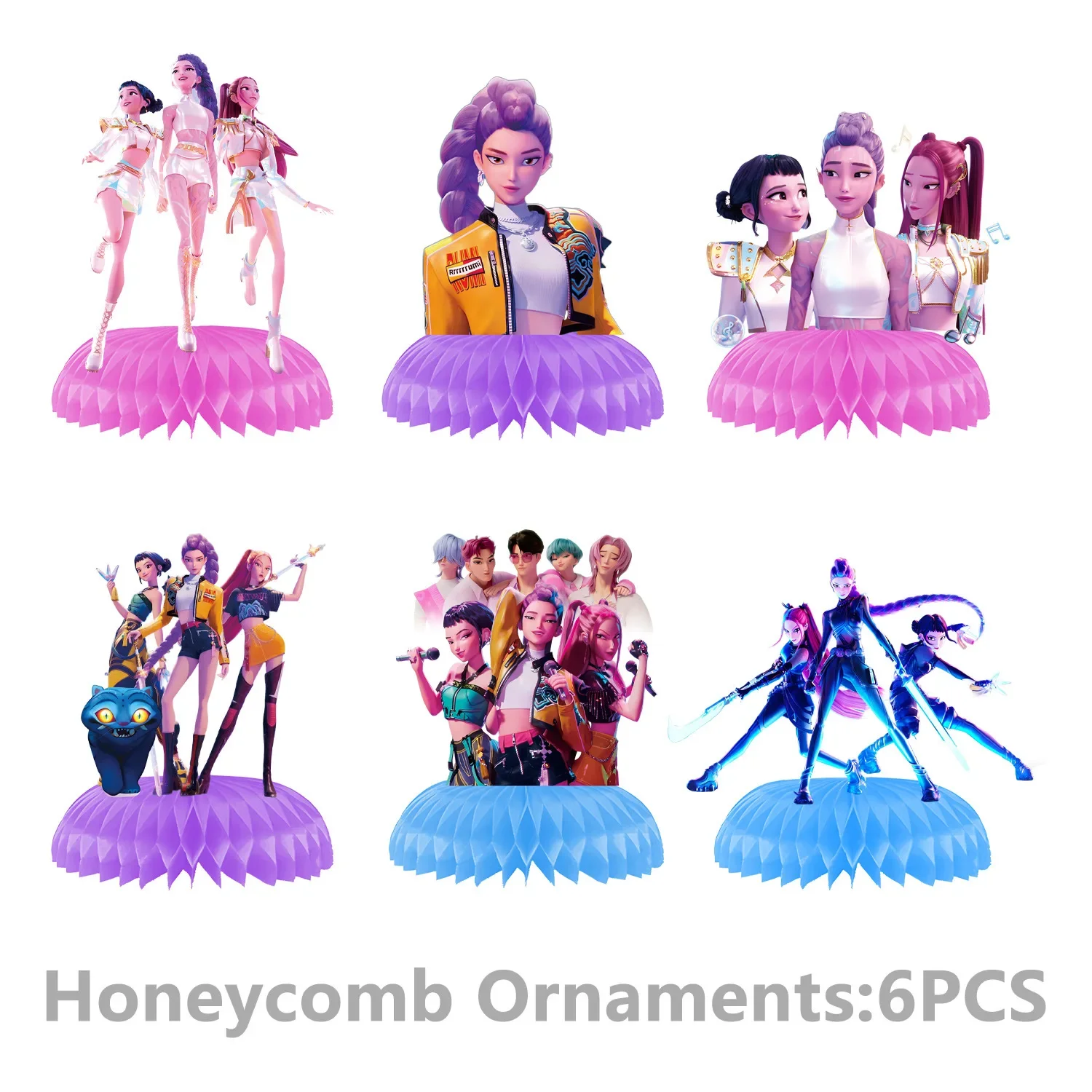 Demon Hunter Anime Figuren Decoraties Kinderverjaardagsfeestje Honingraat Ornamenten Desktop Decoratie Props Gift