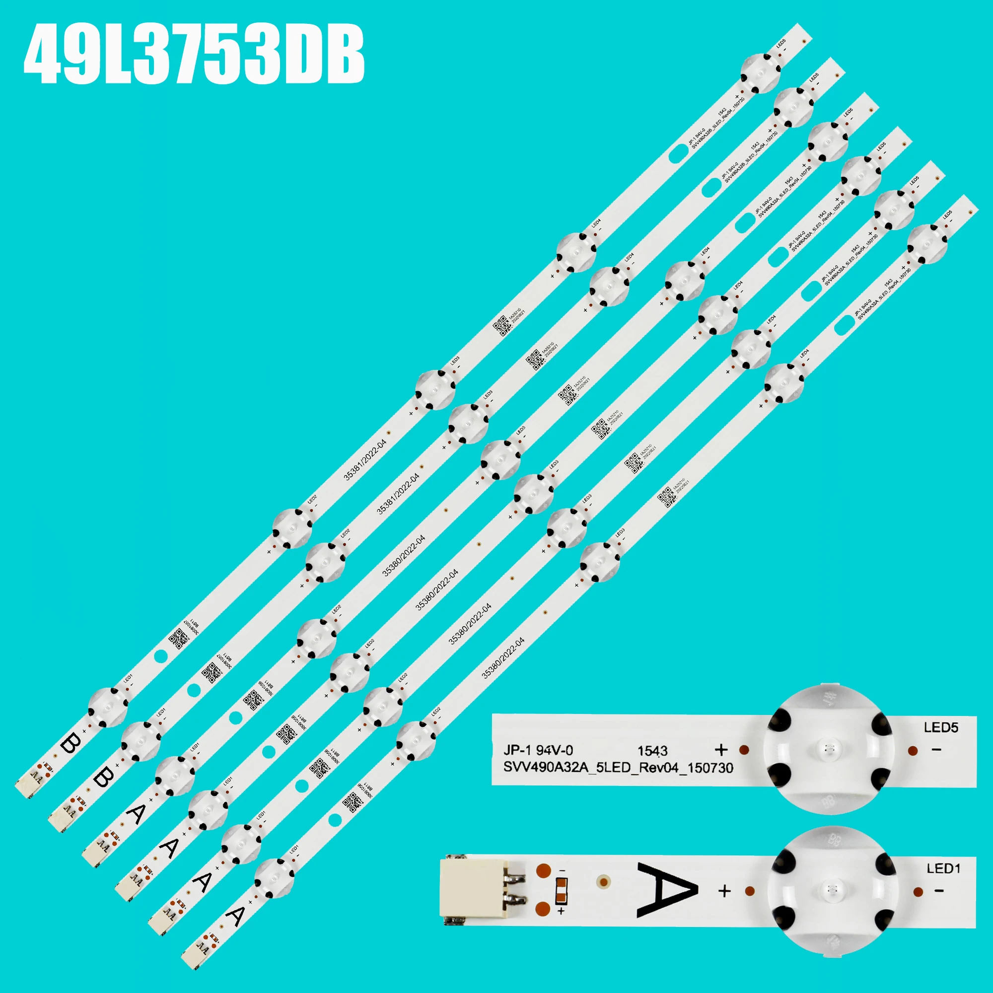 LED strip For SVV490A32B_5LED TE49282B34C2H TOSHIBA 49L3653DB 49L3658DB JL.D49051330-078AS-C JL.D49051330-078HS-C SVV490A32A