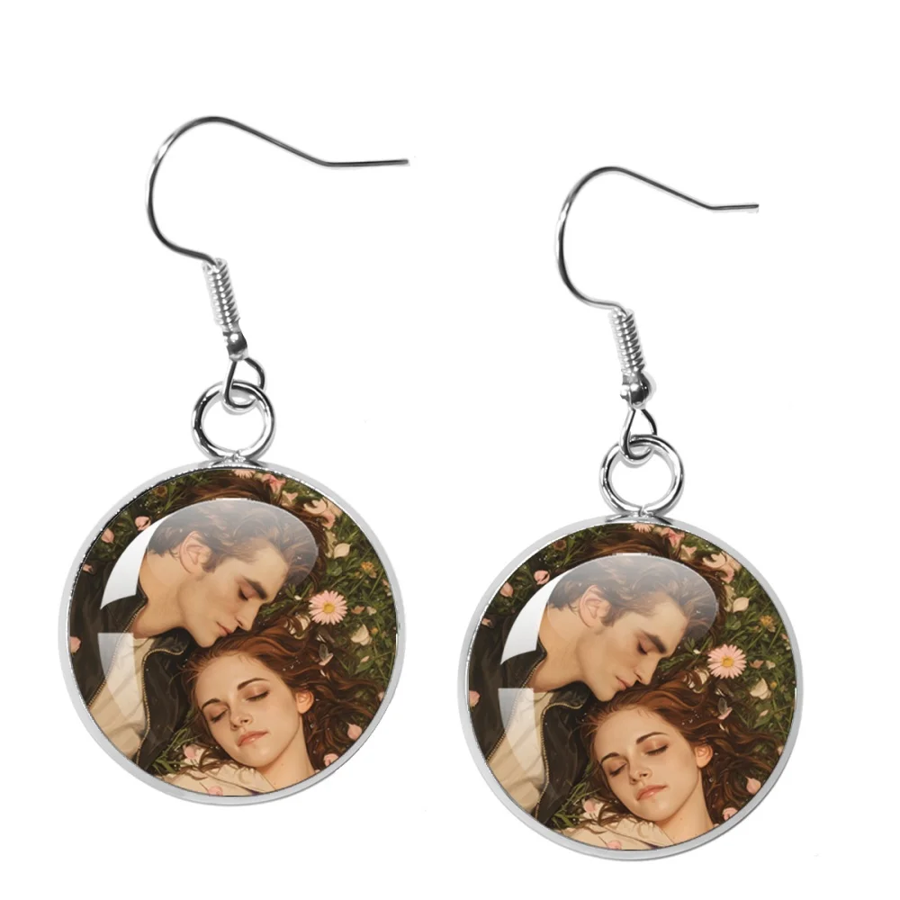 Bella Edward Character Earring Classic Movie Twilight Glass Cabochon 20MM Pendant Earring Jewelry Accessories Charm Gifts