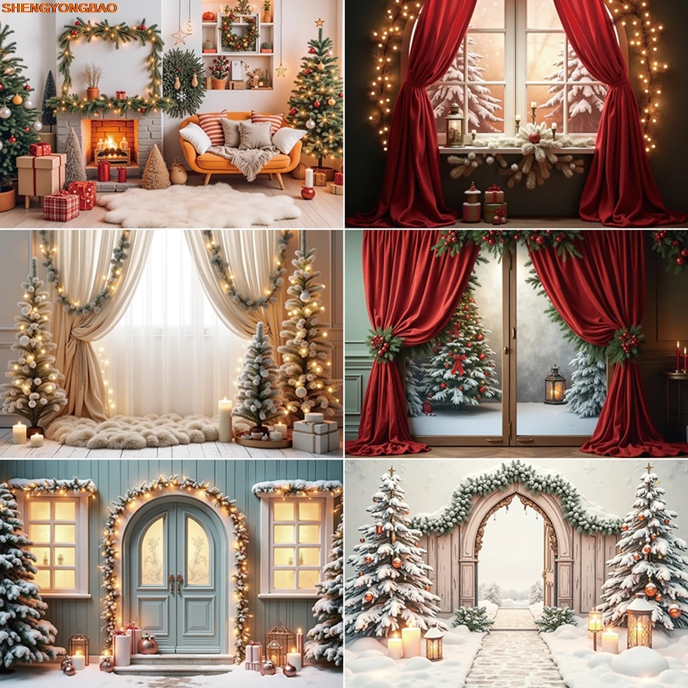 

Christmas 2025 Background Photography Xmas Tree Window New Year Photozone Backdrop Child Photo Studio Photozone Supplies